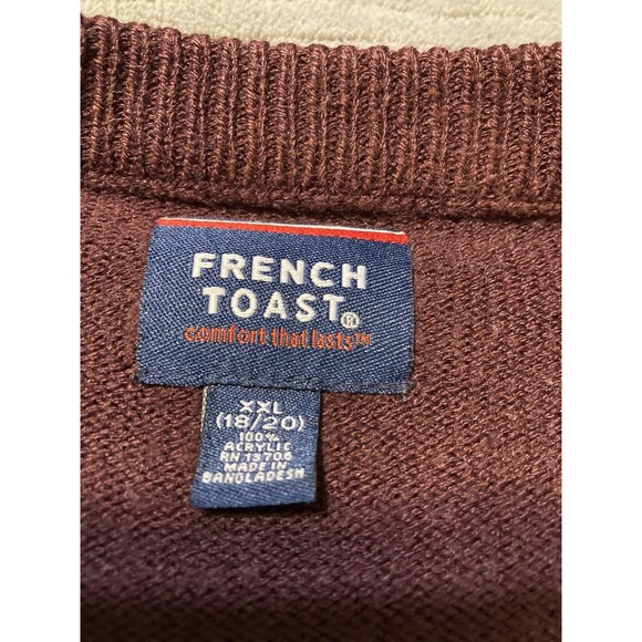 French Toast Children's Uniform Sweater Maroon XXL 18/20 Pre-Owned Burgundy - Picture 2 of 12